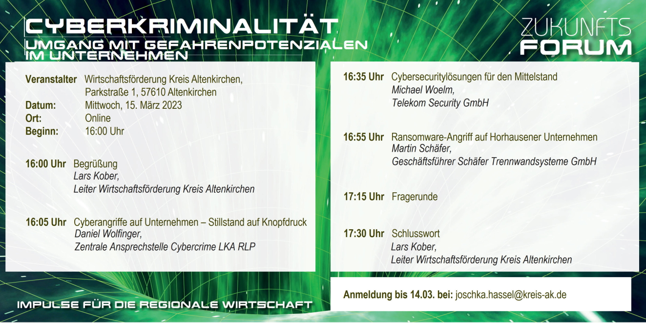 Flyer Zukunftsforum Cybercrime Programm s